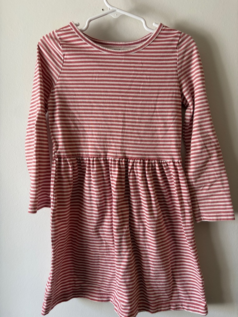 Girls' Pink Stripe Long-Sleeve Dress